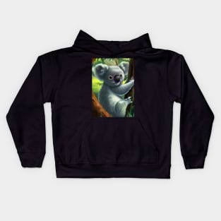 A koala hanging from a tree Kids Hoodie